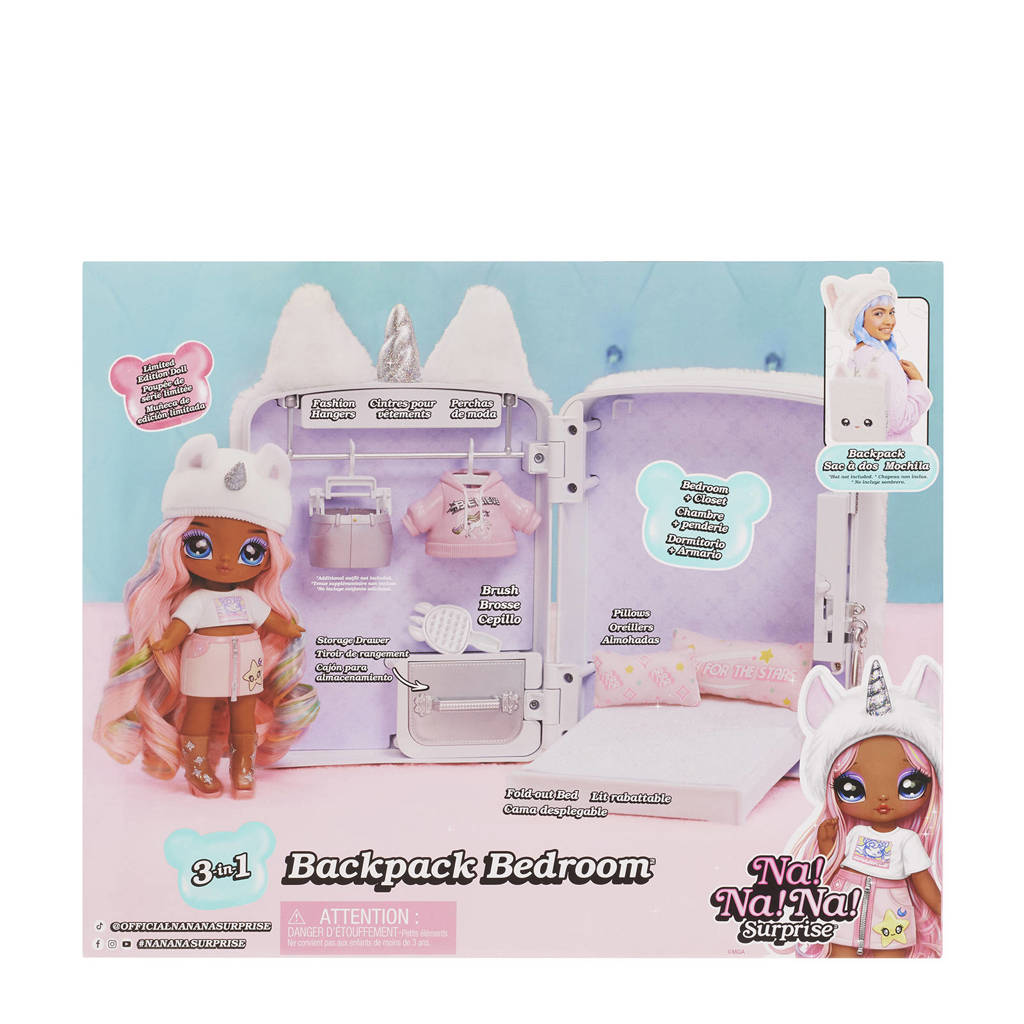 3-in-1 speelset met rugzak, slaapkamer en Whitney Sparkles met eenhoornthema