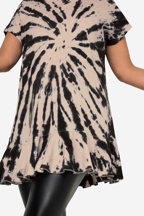 T-Shirt, oversized, Batik-Druck, Rundhalsausschnitt
