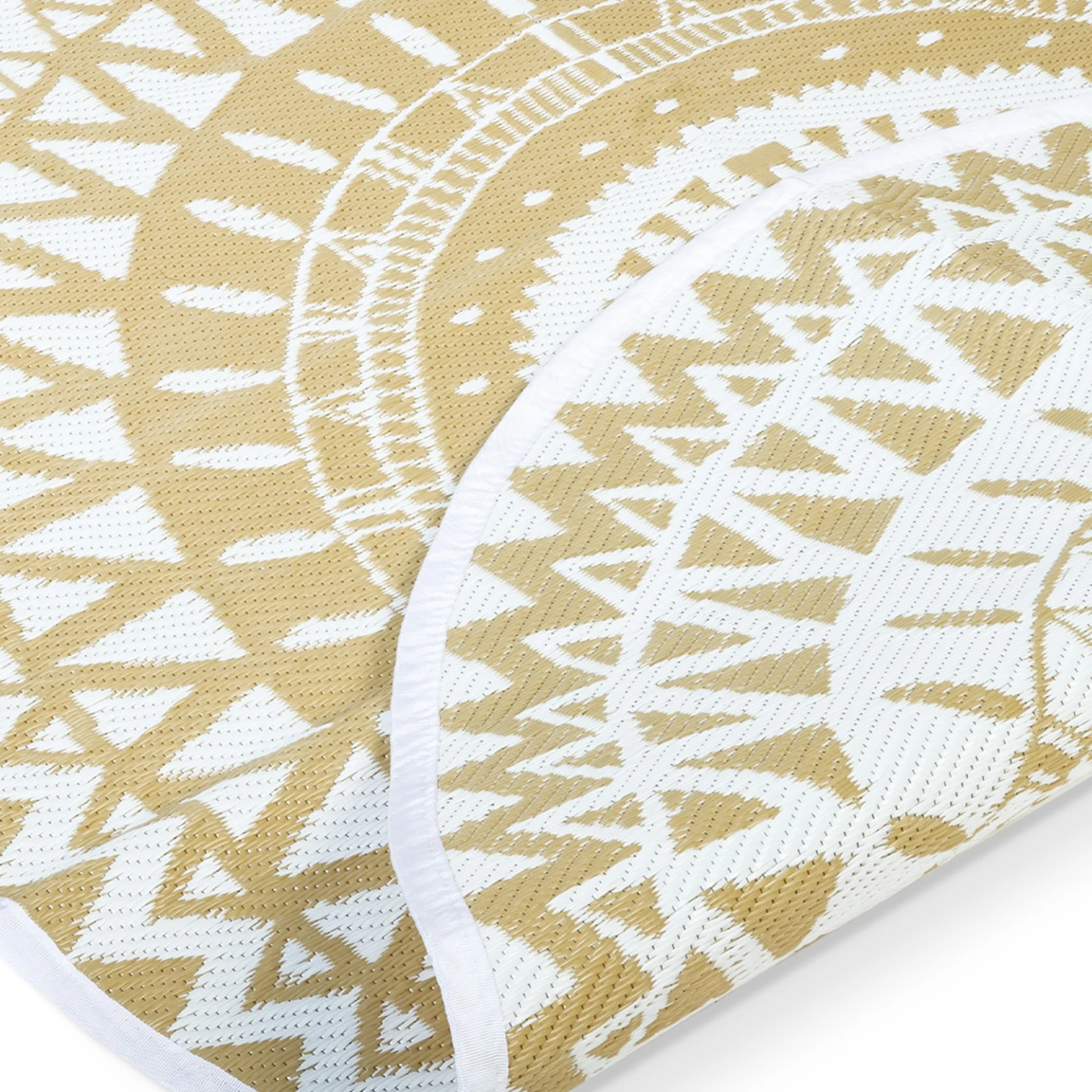 Tapis extérieur ROND naturel et blanc D.150 CM