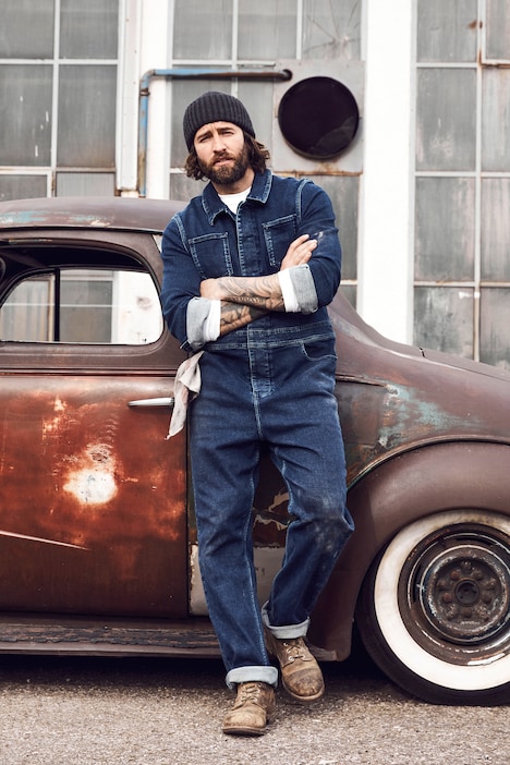 Overall, Denim, Workwear, Brusttaschen, Langarm