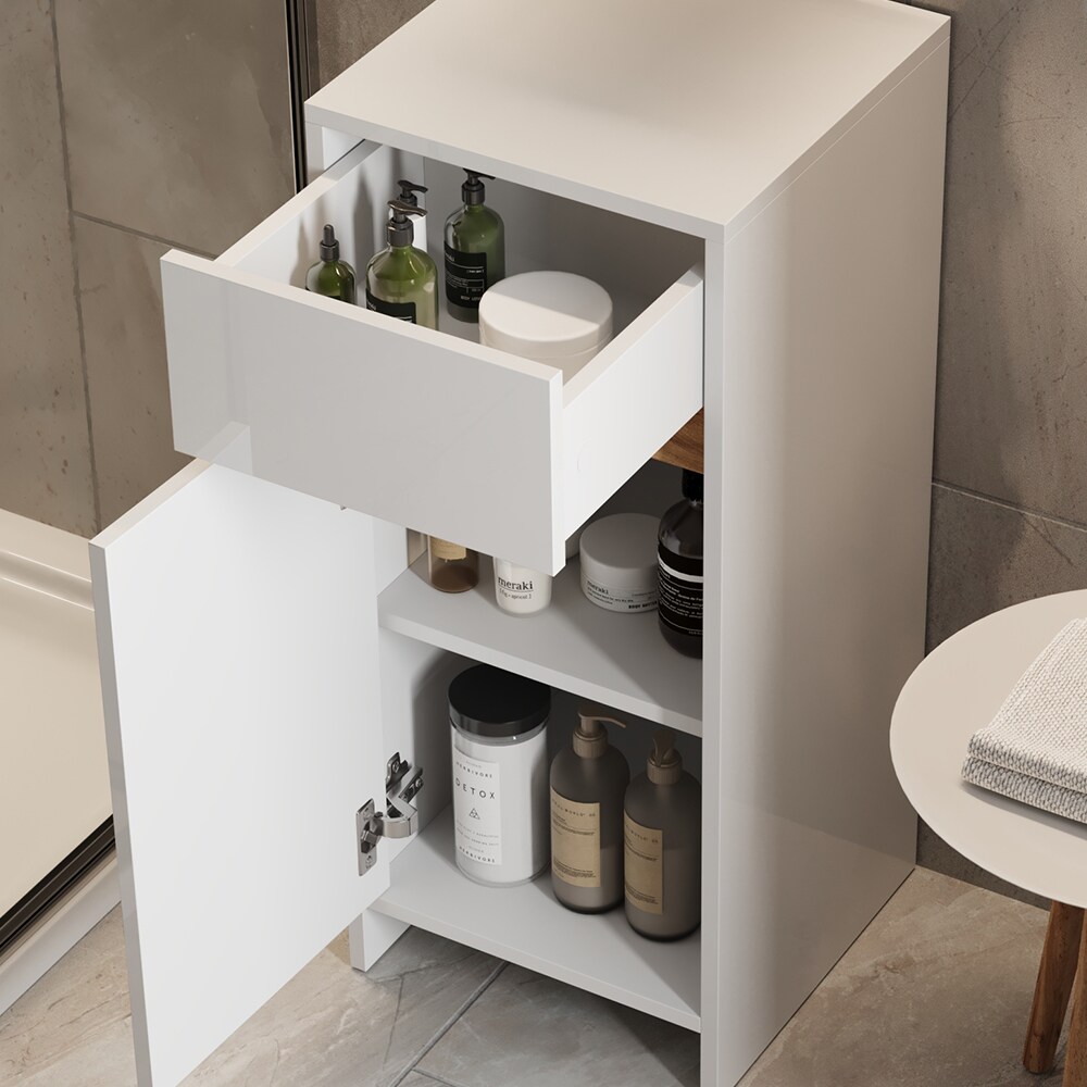 Vicco Midischrank Detmold Weiß Eiche 35 x 82 cm mit Tür und Schublade