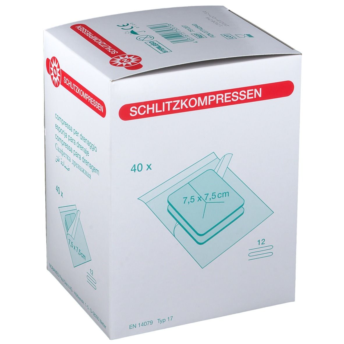 NOBAMED® SCHLITZOMPRESSEN 12fach 7,5 x 7,5 cm steril