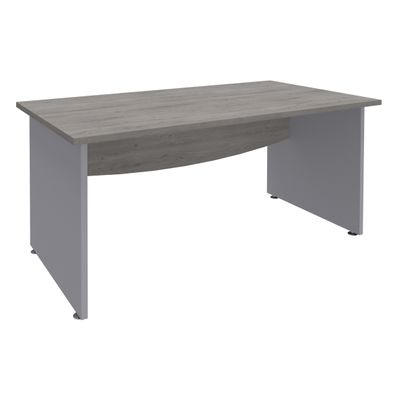 Bureau droit DUAL - L160 - Pieds Alu - plateau imitation Chêne gris