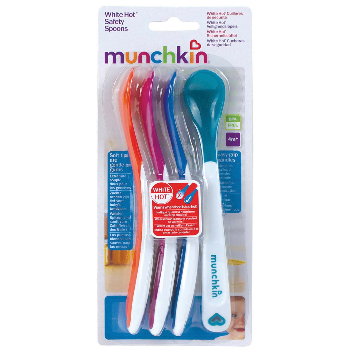 Munchkin lepels warmtegevoelig 4 stuks 3+ maanden multi