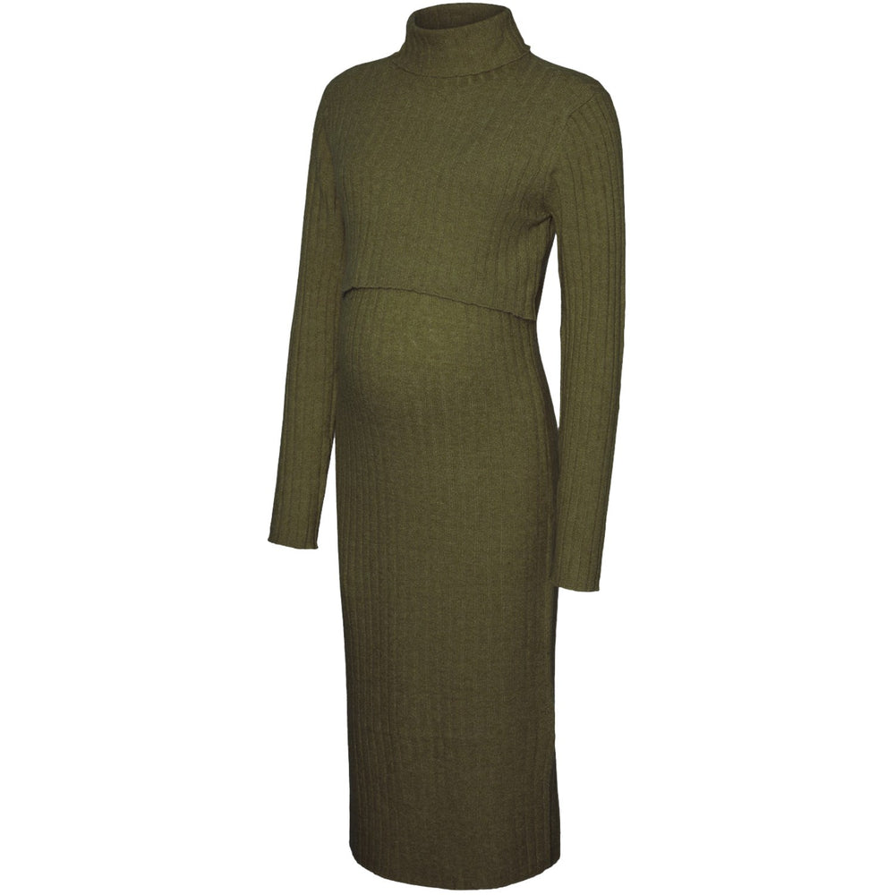 Køb Mama;licious Winter Moss Melange Mlsuniva June Ls Strik Midi Kjole 2F Noos