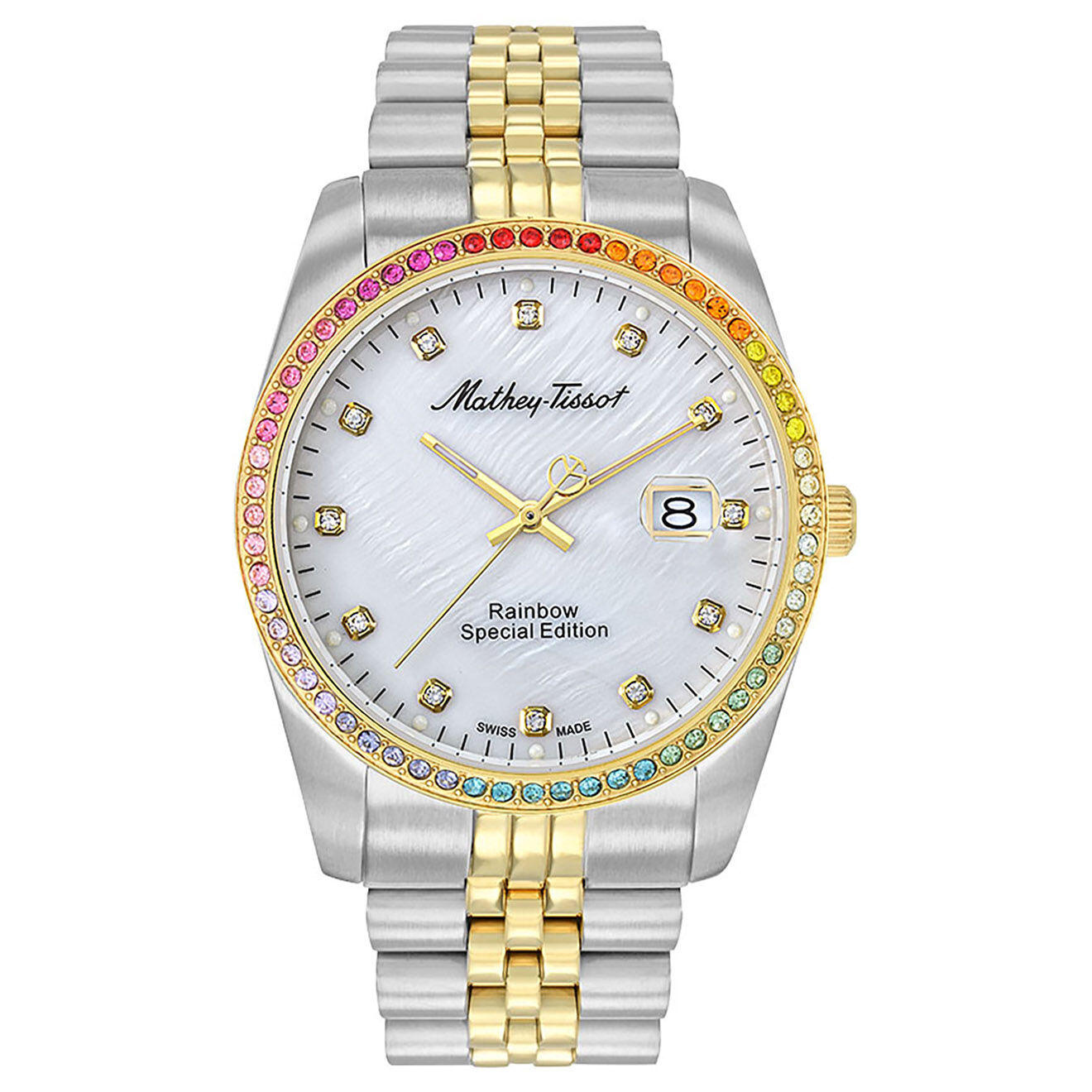 Mathey-Tissot Montre Mixte en Acier Quartz Mathy Rainbow argenté/doré