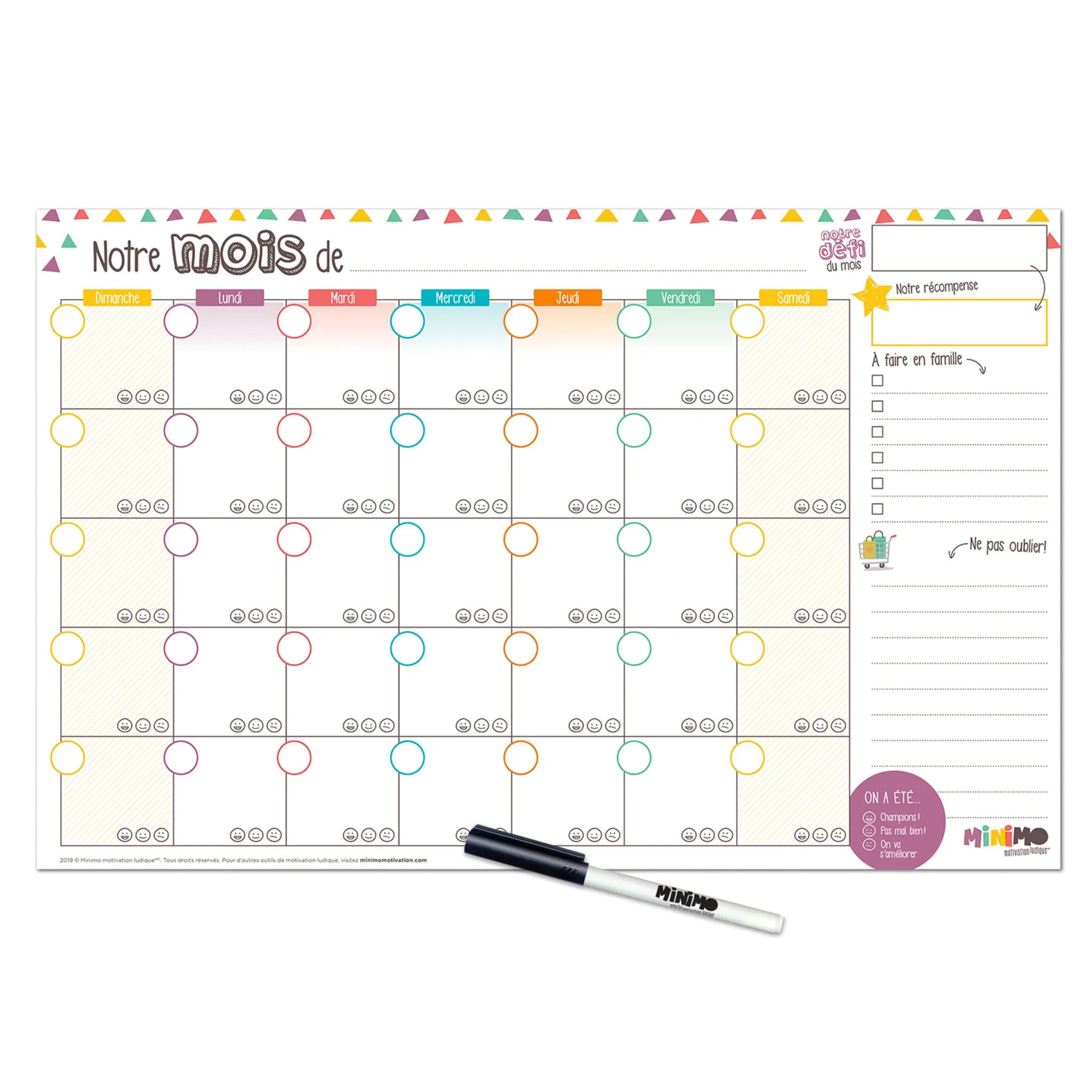 Minimo Calendrier Mensuel Familial Horizontal
