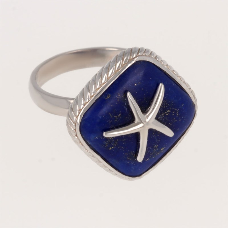 Bague Étoile de Mer en Lapis Lazuli et Argent 925 - Bijou Unique pour les Amoureux de la Mer | Aden