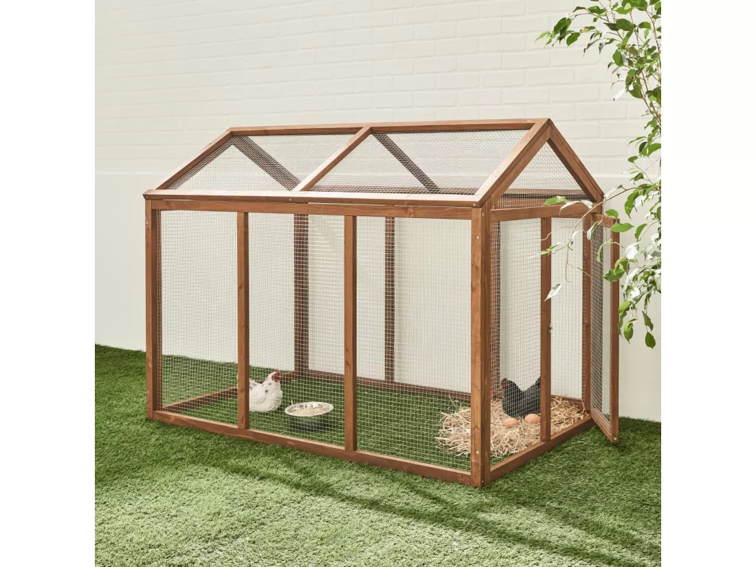 Enclos pour poulailler en bois CHABO. 6 poules. parc grillagé pour poules. extension