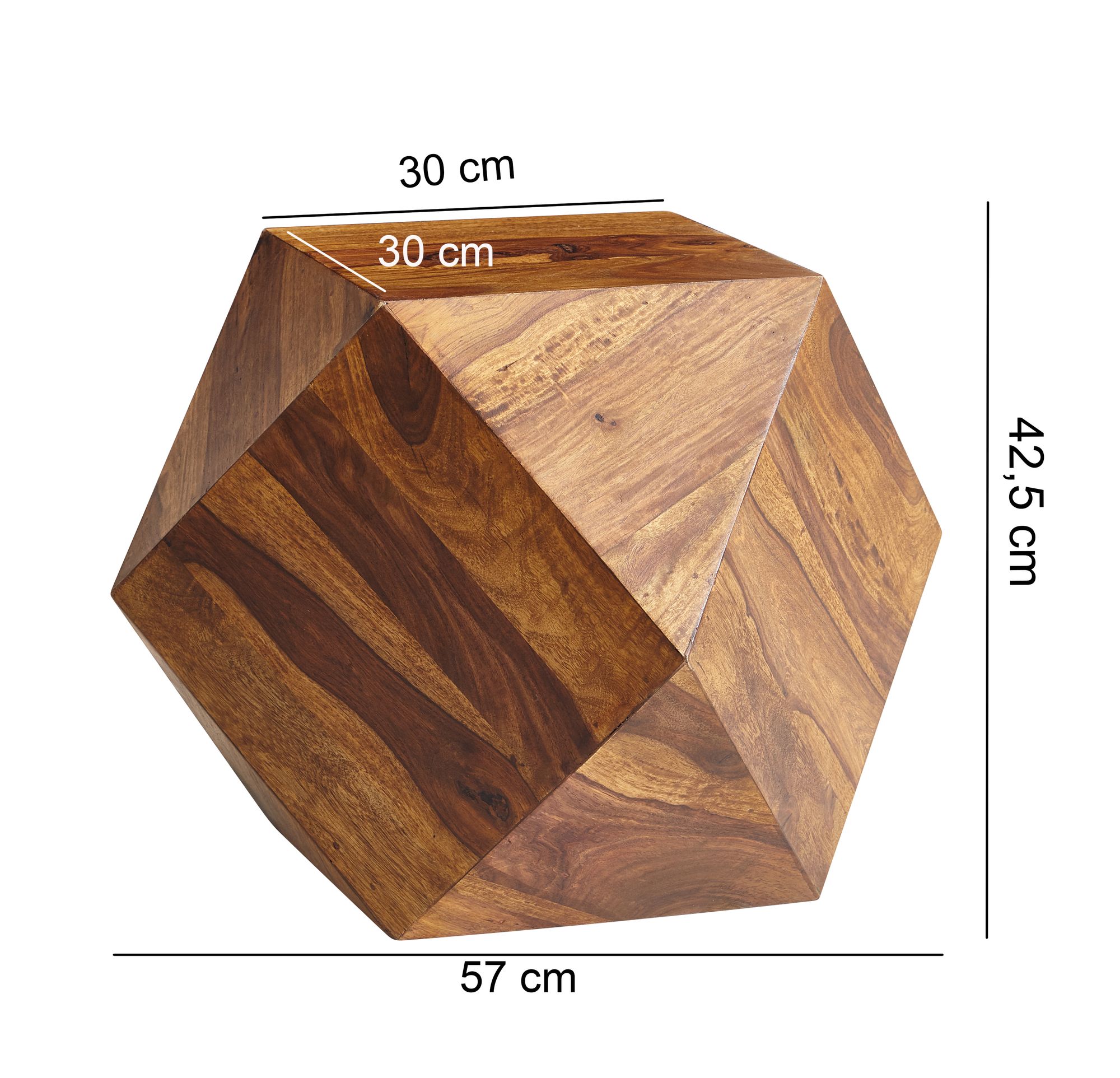 KADIMA DESIGN Sheeshamholz Couchtisch, Diamant-Design, 57x42,5x57 cm, 30 kg Belastbarkeit