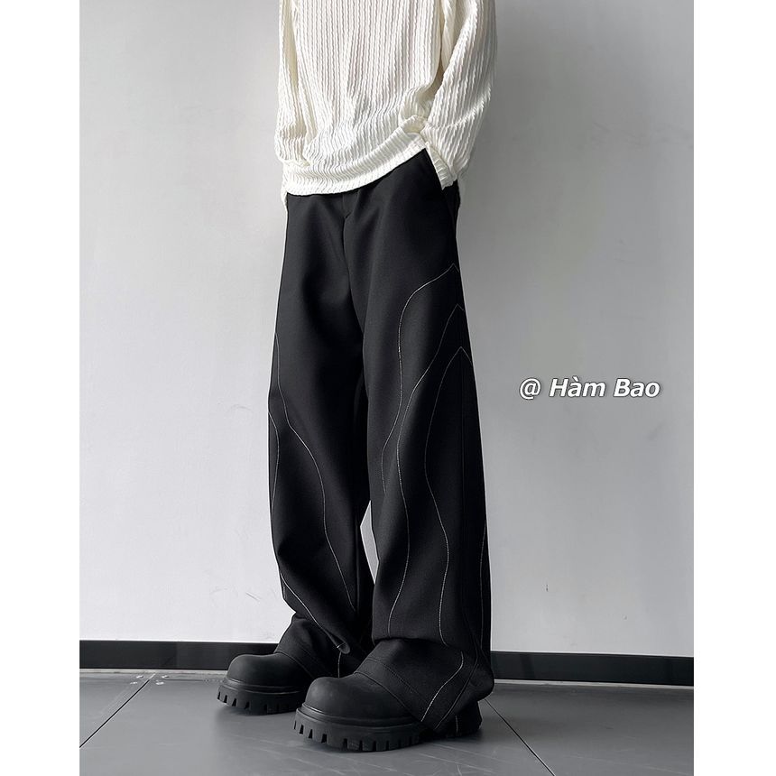 Freehop - Rechte broek met patroon en gemiddelde taille