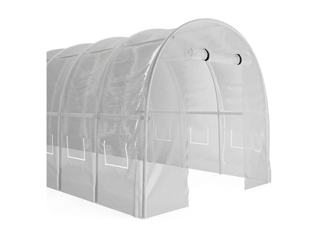 Couverture de rechange pour serre tunnel avec porte 6 m² - L200 x l300 x H200 cm - Blanc - ALOCASIA
