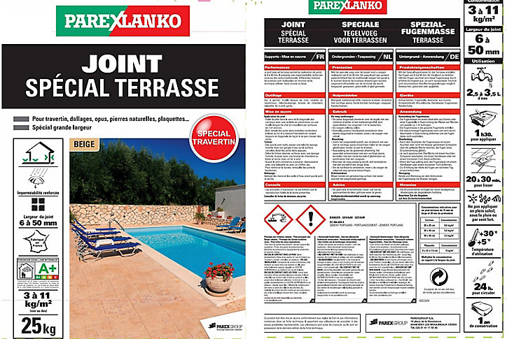 Joint spécial terrasse Parexlanko beige 25Kg