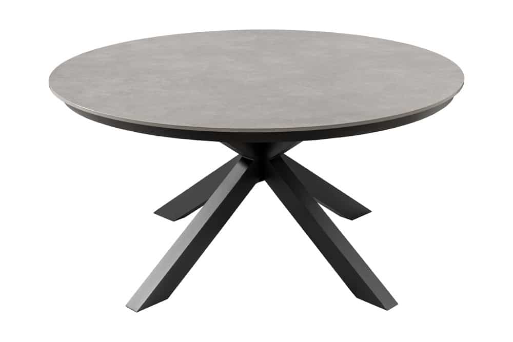 Runder In- und Outdoor Esstisch GALAXY 120cm graphit Keramik anthrazit Aluminium Gartentisch