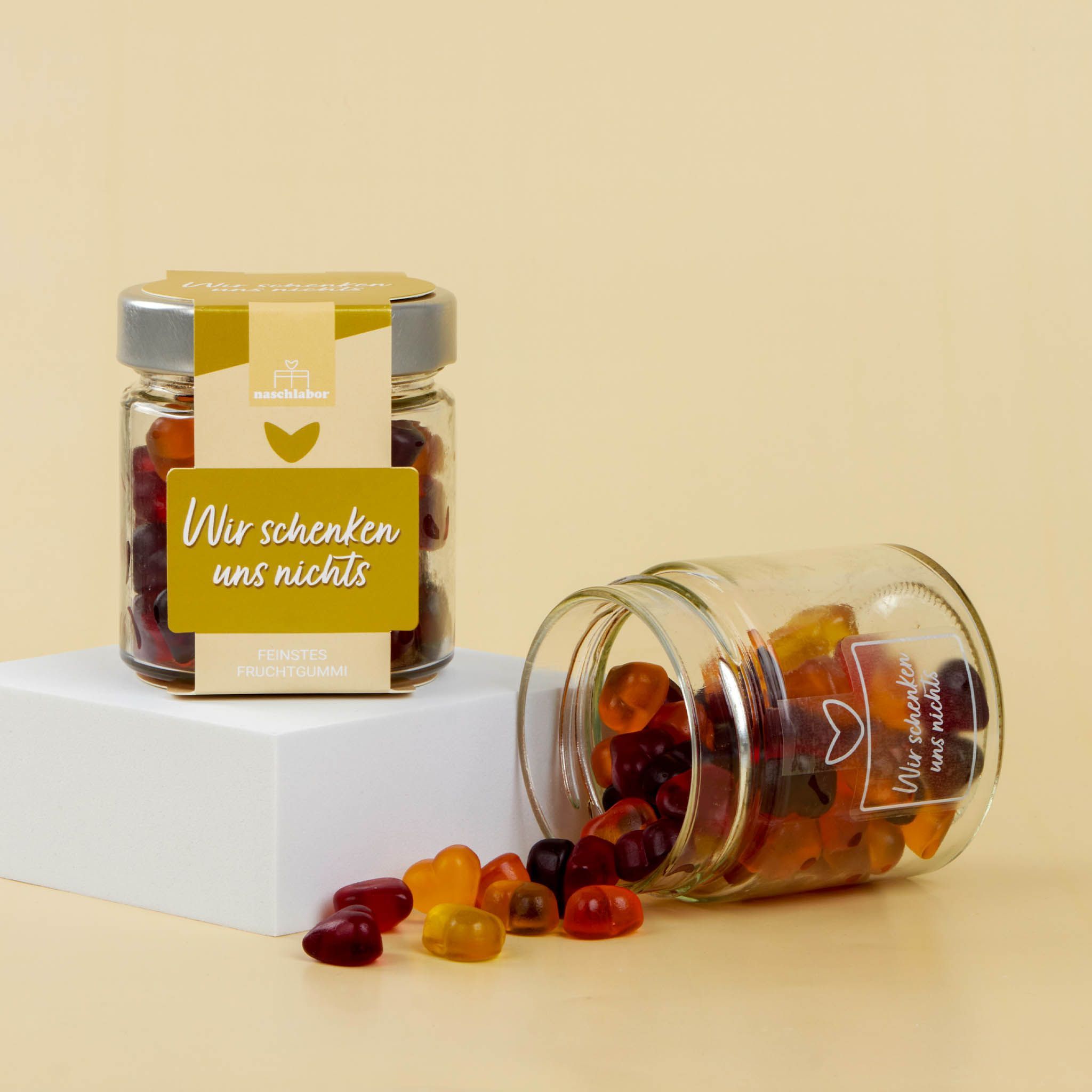 naschlabor Wir schenken uns nichts Fruchtgummi in Geschenkglas