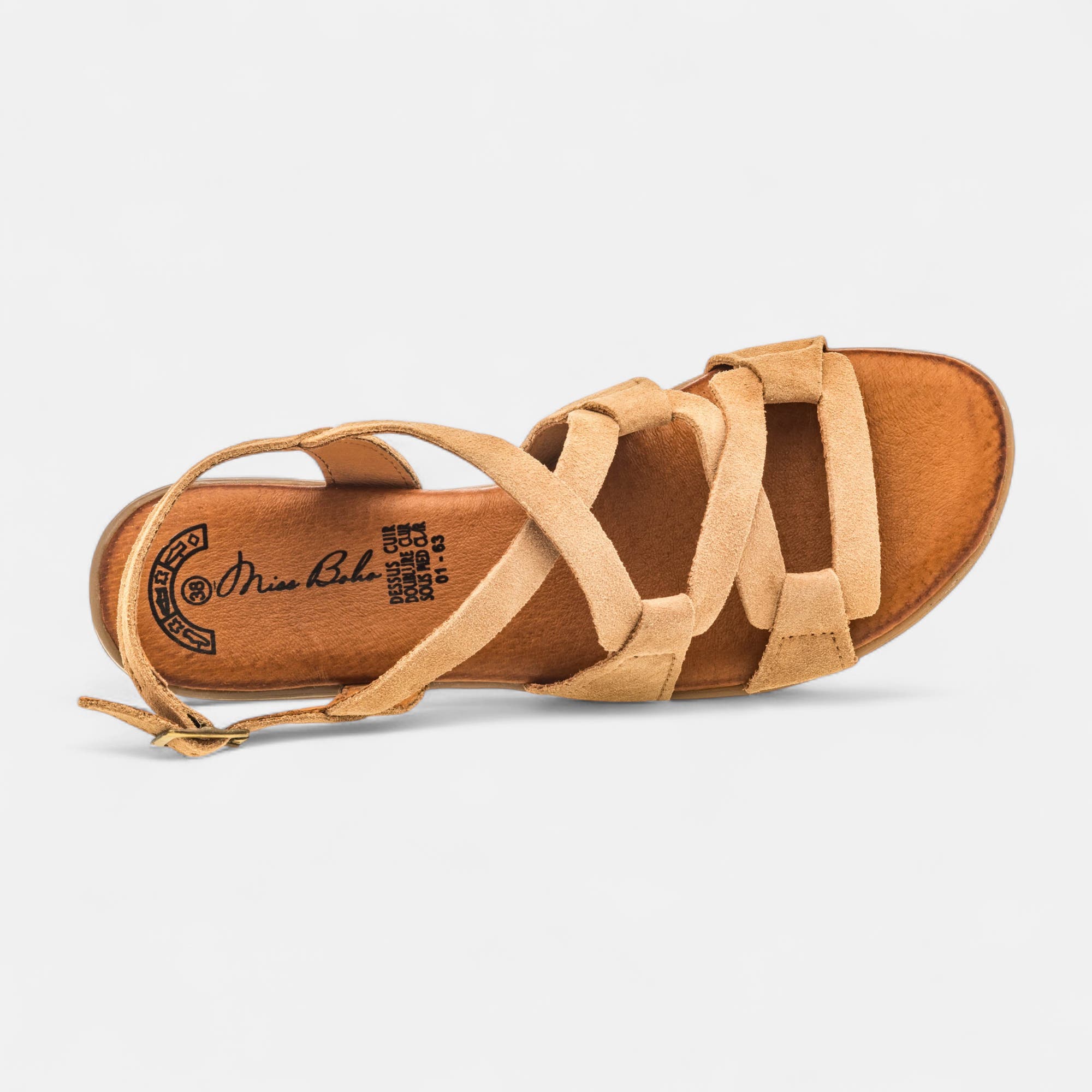 Sandales Femme en cuir beige