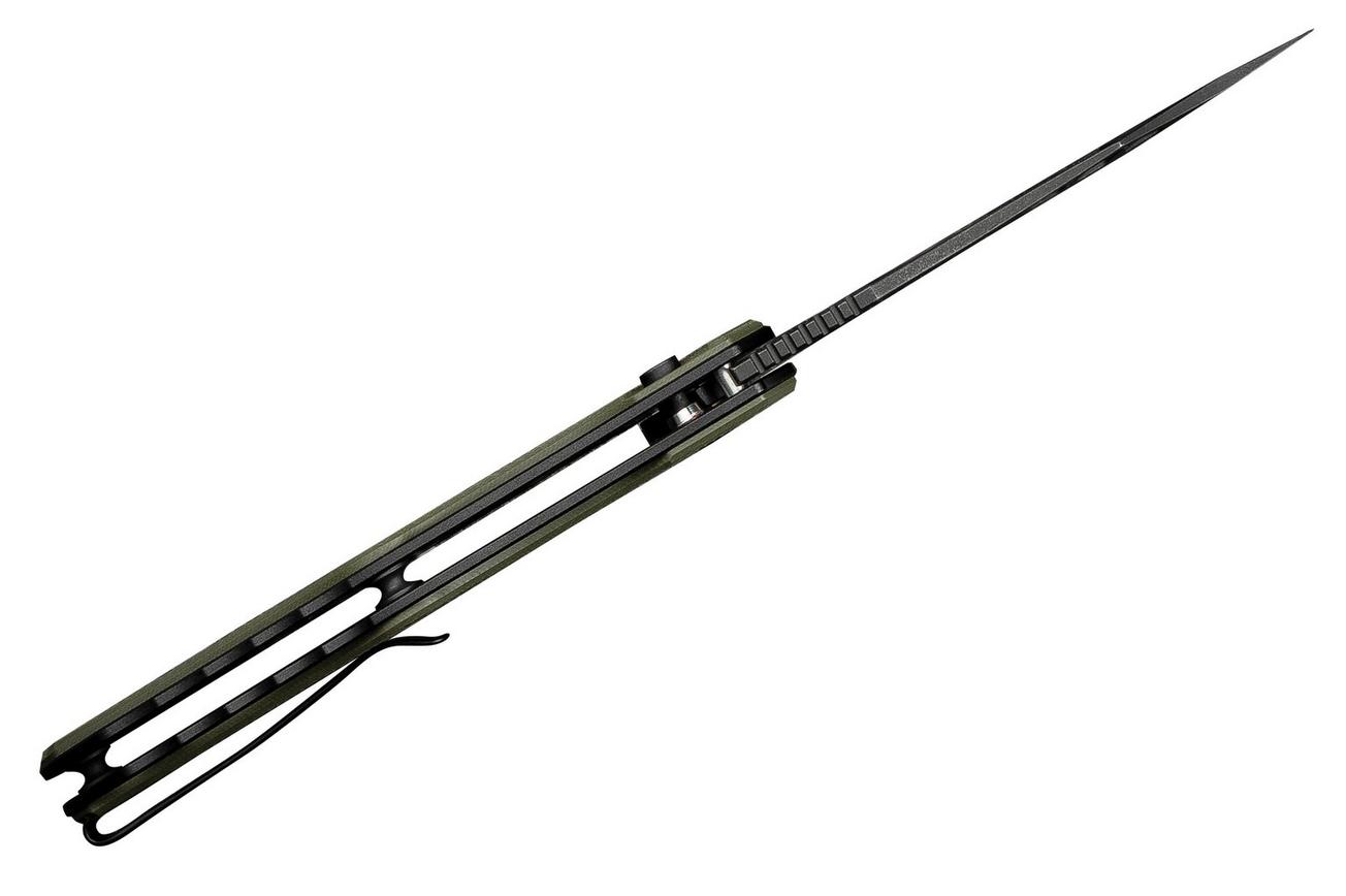 Civivi Biophase C23083C-2 Blackwashed Nitro-V, Black Aluminium OD Green Coarse G10, zakmes