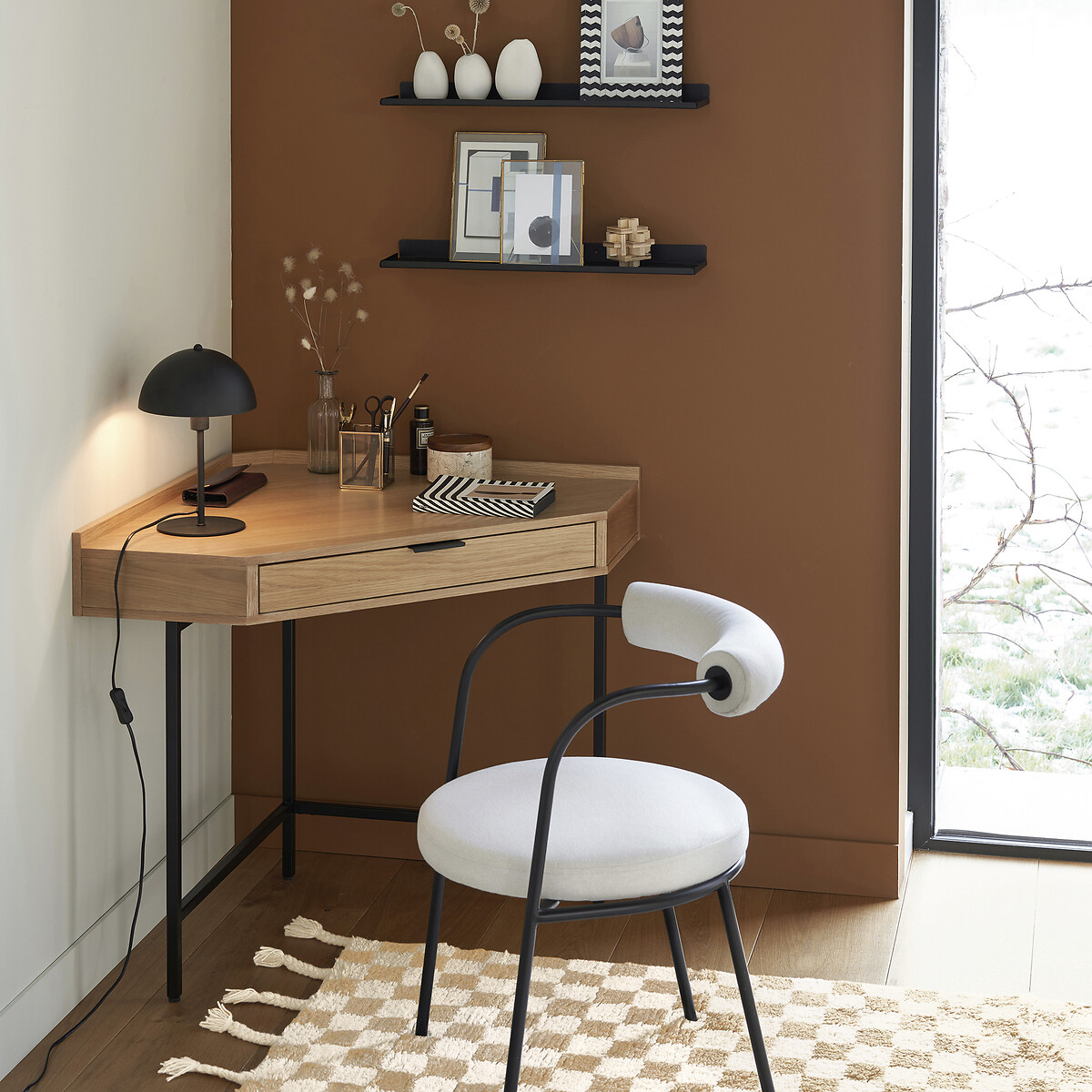 LA REDOUTE INTERIEURS<br>Candeeiro de mesa cogumelo, ferro cromado, Capi