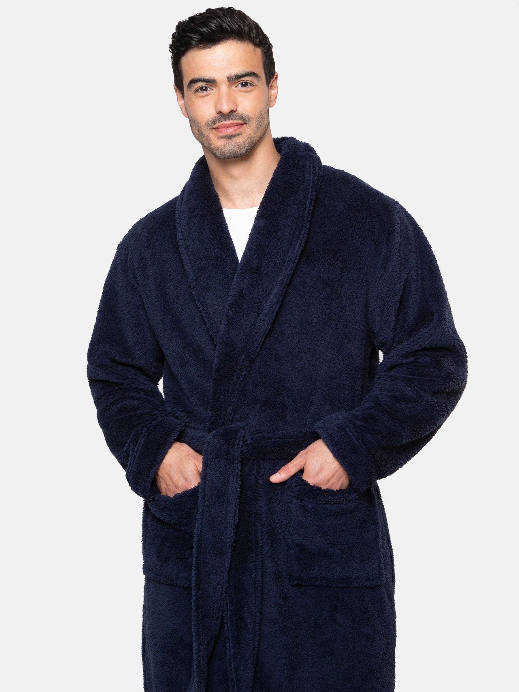 Marineblauw - Threadbare Cosy Borg Dressing Gown