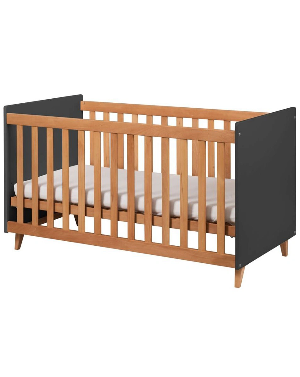 Kinderbett INFANSCOLOR 70 x 140 cm (Farbe: anthrazit/Buche)