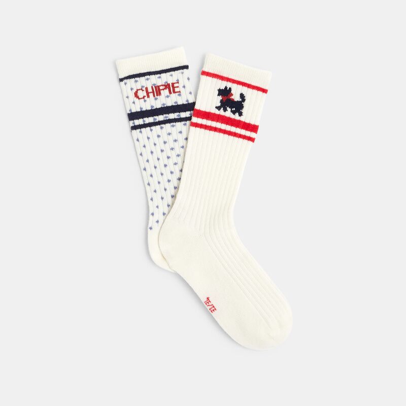 Chaussettes brodées Chipie blanches fille
