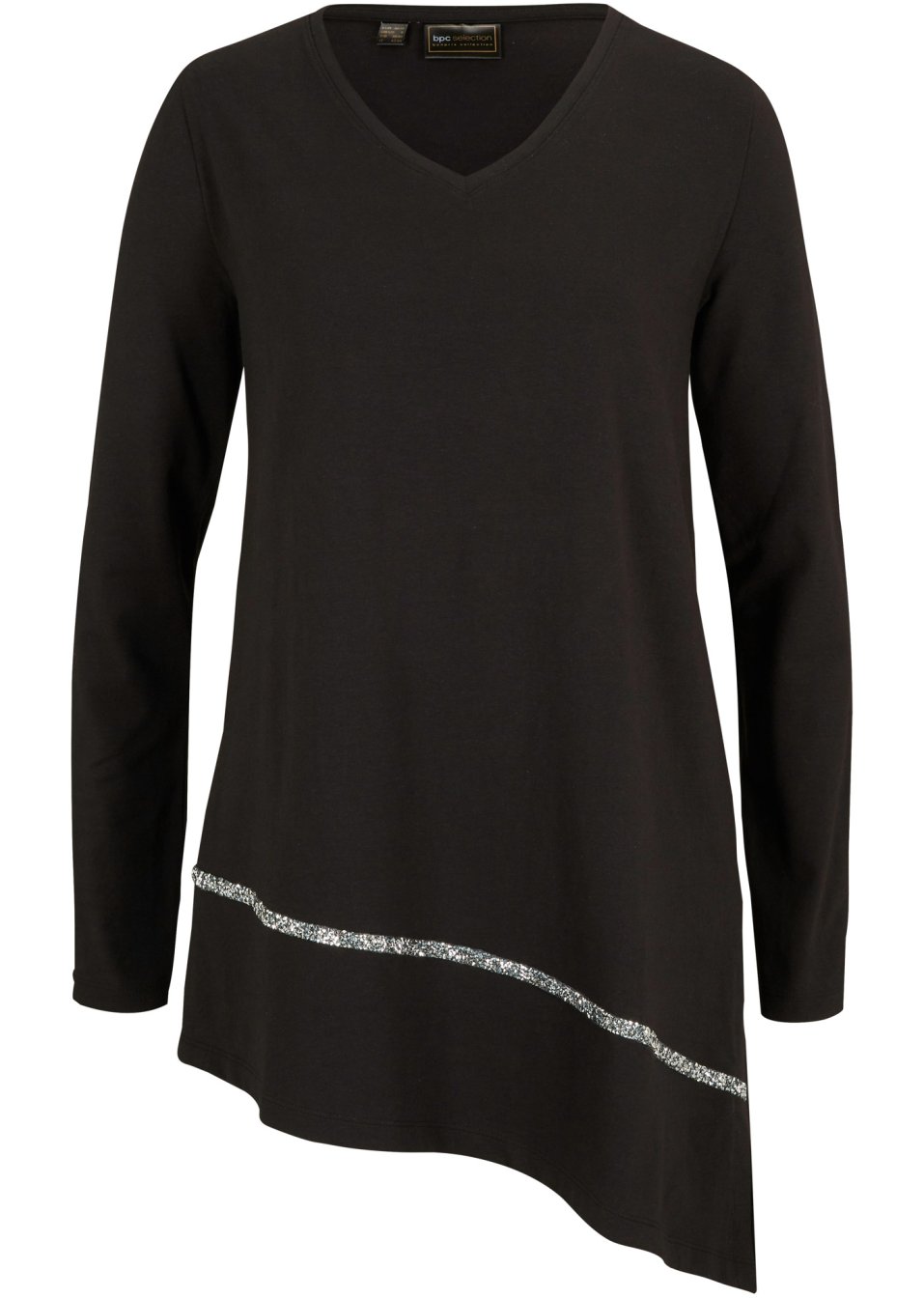 T-shirt long de coupe asymétrique avec effet brillant