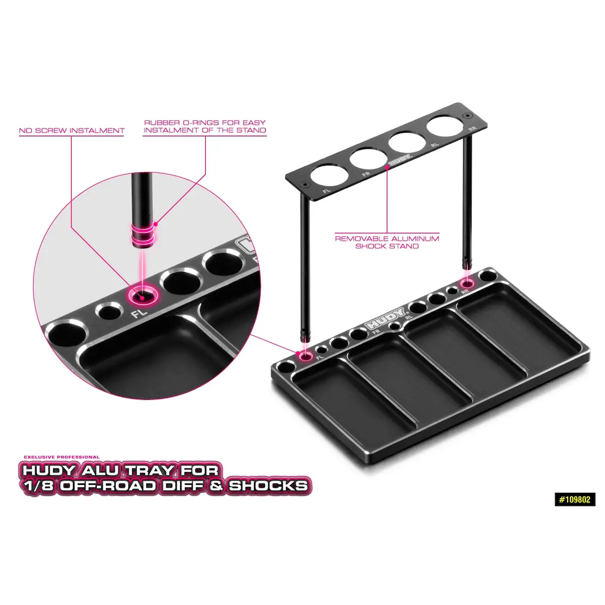 HUDY Alu Tray for 1/8 Off-Road Diff & Shocks