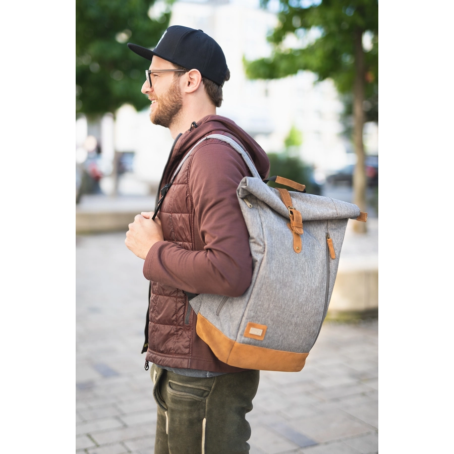 fillikid Wickelrucksack Rolltop Berlin Grau Melange