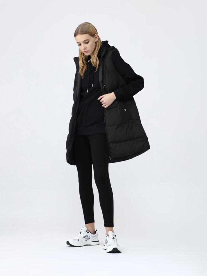 Colete longo acolchoado - Preto