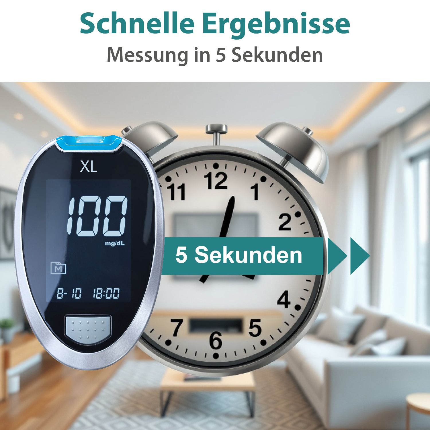 GlucoCheck XL Teststreifen [100 Stück] zur Blutzuckerkontrolle bei Diabetes