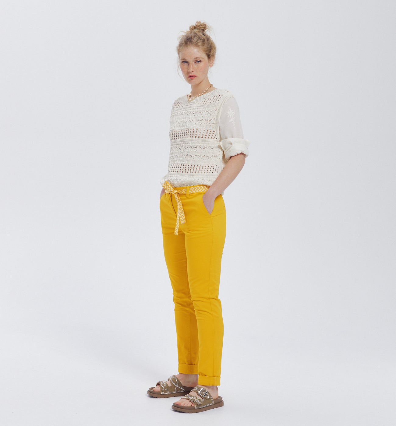 Pantalon chino Femme - Ocre