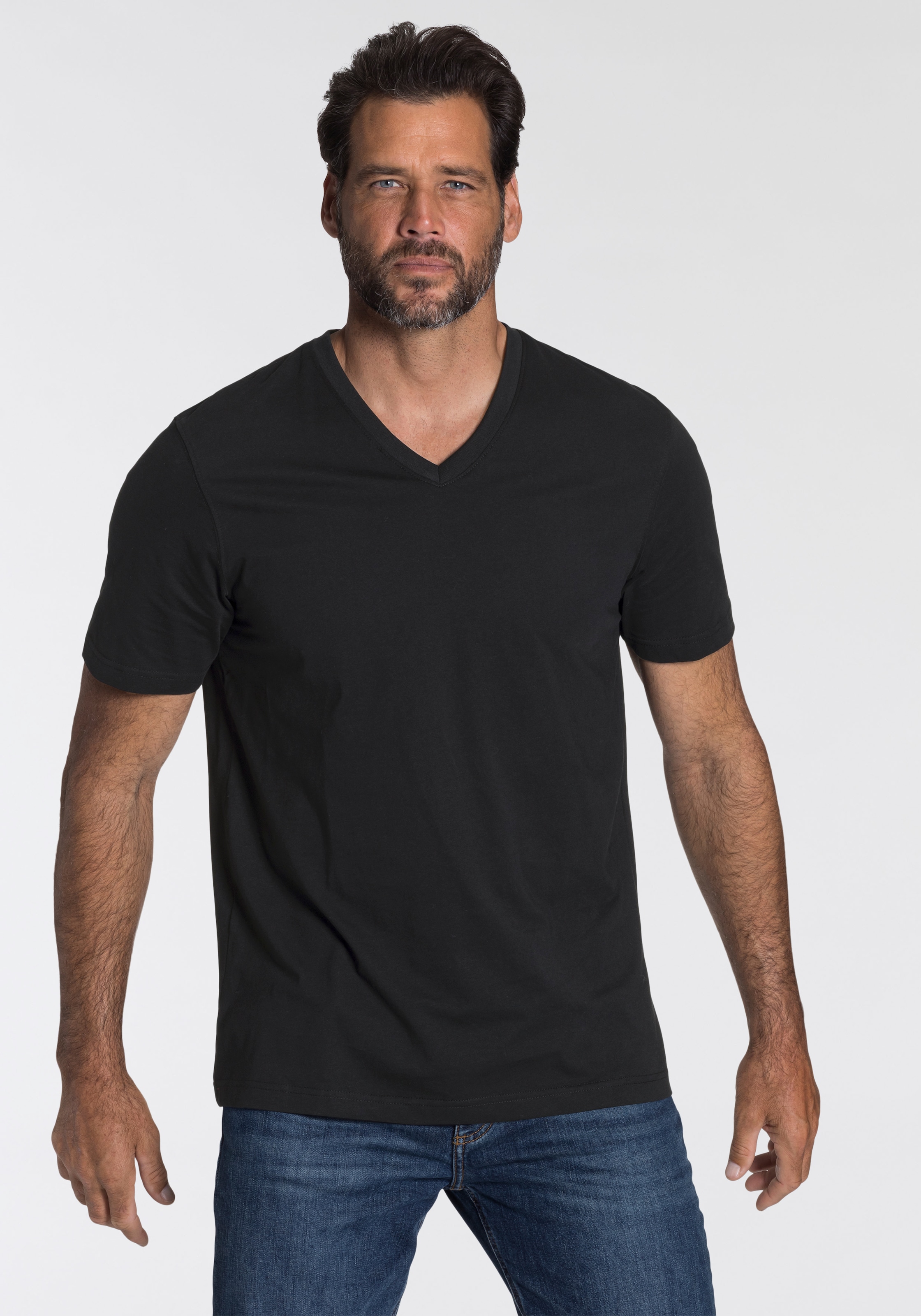 Man's World V-Shirt Packung, 3er-Pack, 3 Stk. Kurzarm,  aus Baumwolle