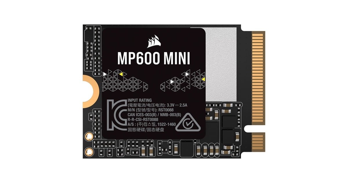 CorsairMP600 MINI 2TB SSD  (Zwart, PCIe 4.0 x4, NVMe 1.4, M.2 2230)