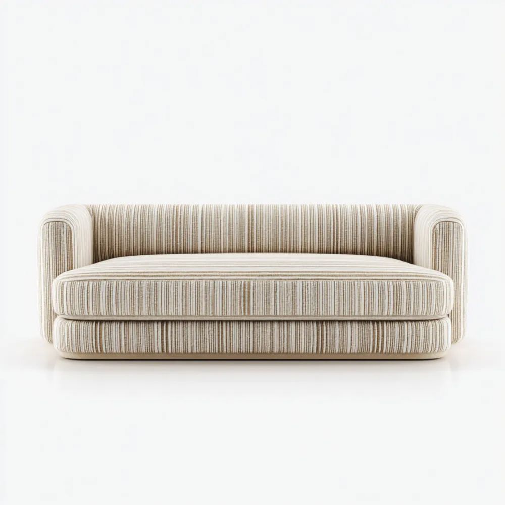 2-Sitzer-Sofa Stoffbezug mit Streifen 180x85x75 cm – Beige