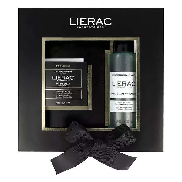 Kit de presente antienvelhecimento premium Lierac: Creme para os olhos 20ml, Demaquilante para os olhos 100ml