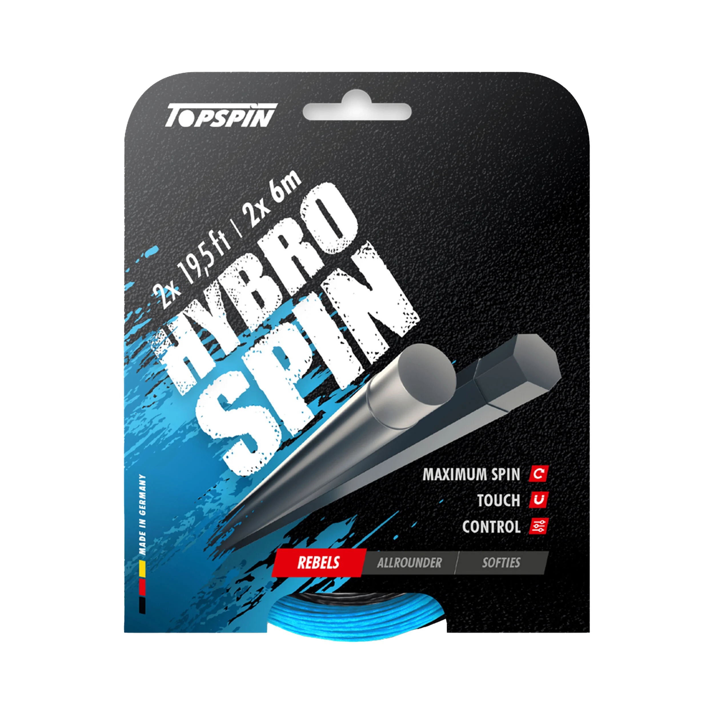 Topspin Hybro Spin 2 X 6m Cordage En Garniture - Bleu Clair