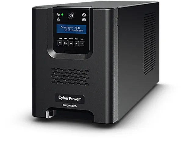 CyberPower Professional Series PR1000ELCD - UPS - AC 230 V - 900 Watt - 1000 VA - 12 At - RS-232, USB - output-stikforbindelser: 8