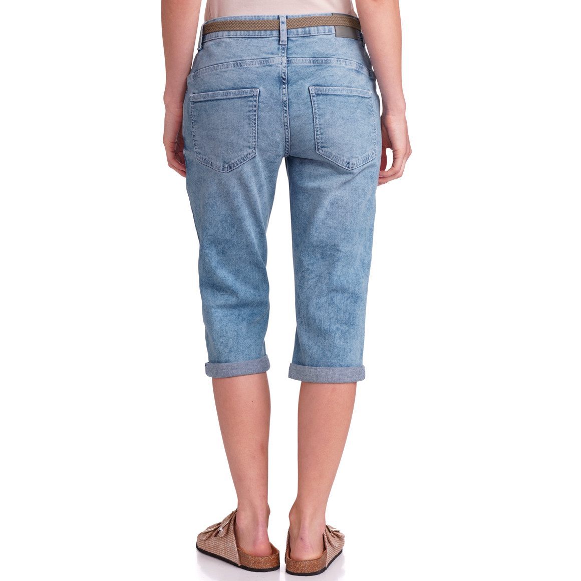 Gina Benotti Damen Capri-Jeans mit Gürtel hellblau