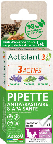 Actiplant’3 Pipette Antiparasitaire Et Apaisante Bio Chaton/Chat Pièces 1x0,6ml