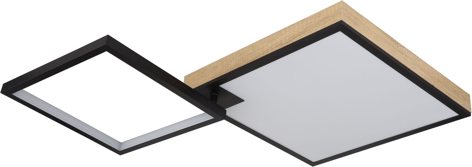 LED-Deckenleuchte JACKY - schwarz-matt - Holzoptik - 85,5 cm