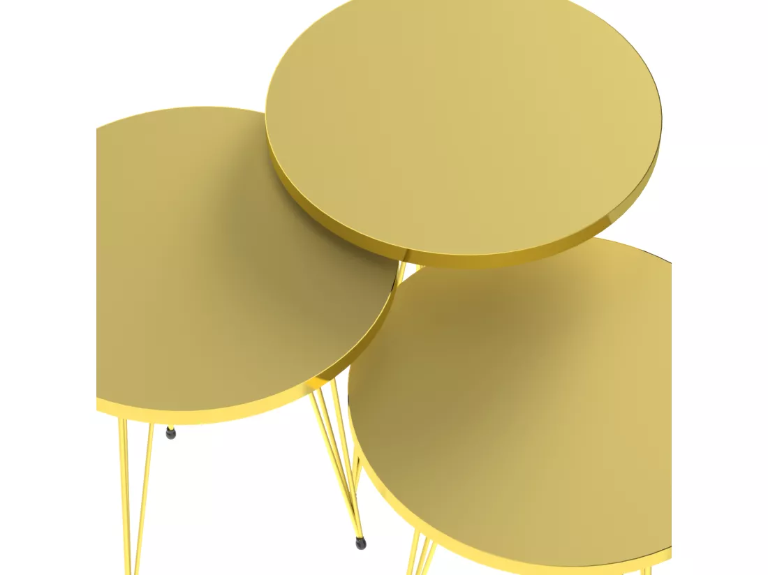 Set de 3 tables d'appoint Skibby rondes gigognes or [en.casa]