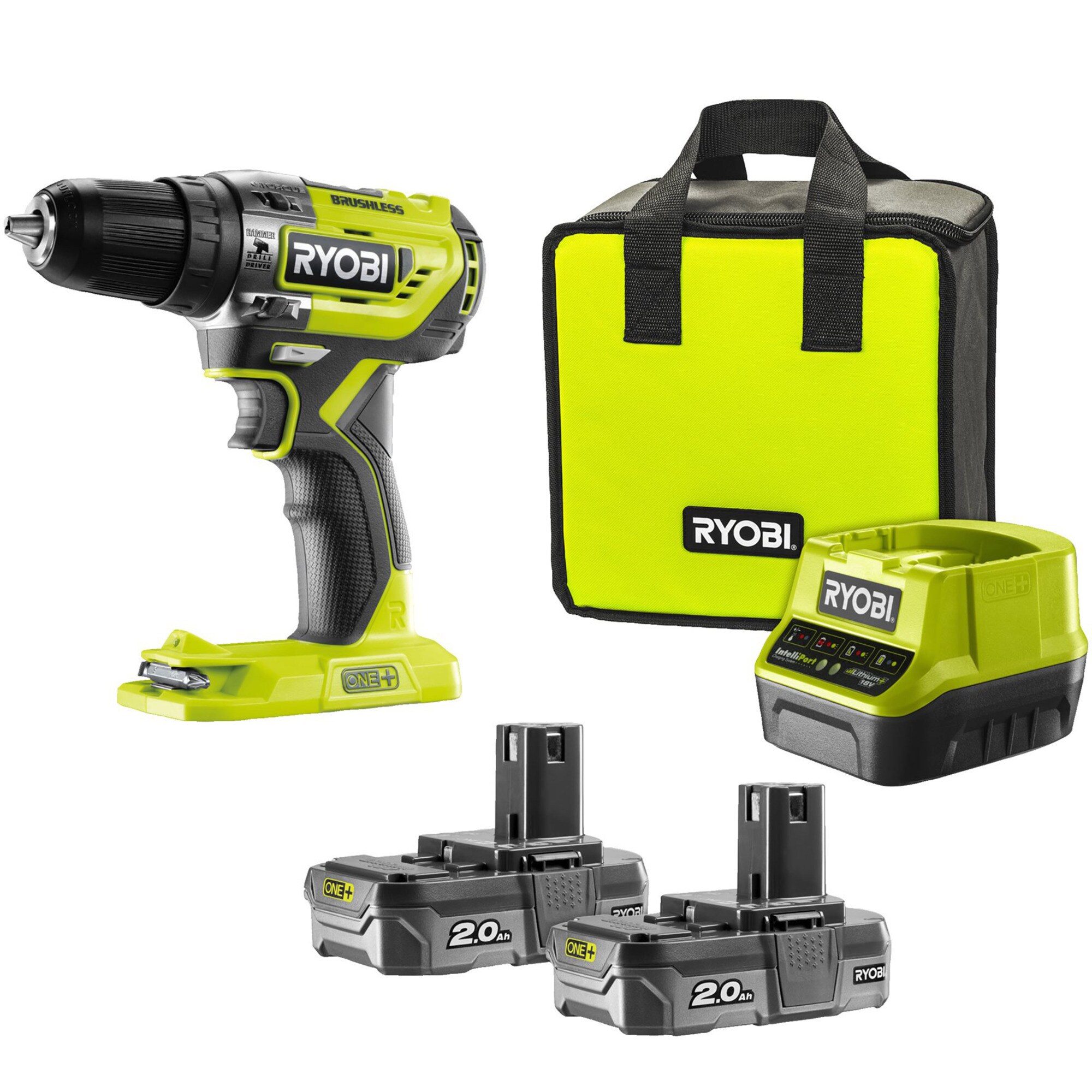 Ryobi Schlagbohrschrauber ONE+ Akku-Schlagbohrschrauber R18PD5-220S, 18Volt