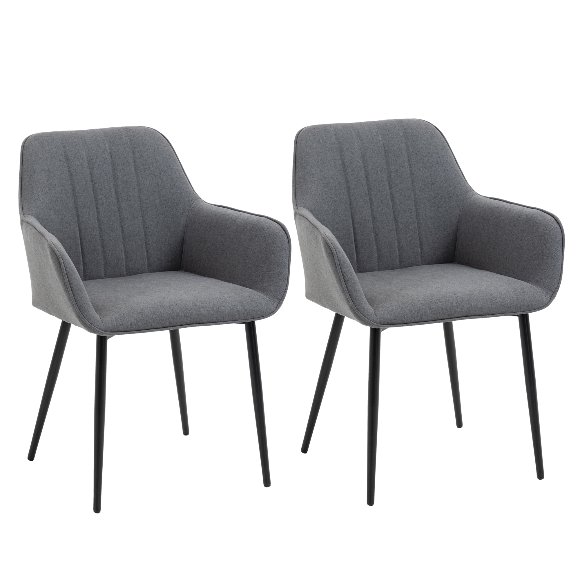 HOMCOM Stuhl 2-teilige Esszimmerstühle, mit atmungsaktivem Leinenbezug 59,5 x 56,5 x 81 cm (LxBxH)