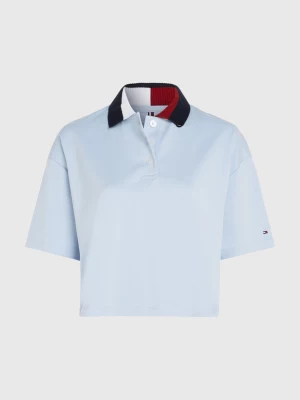 Polo cropped despojado com listras globais