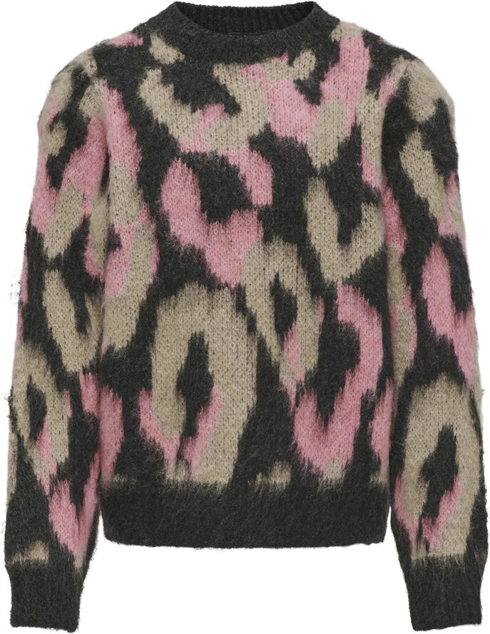 ONLY KOGWILD L/S JQ O-NECK KNT Pirate black/salmon rose   curry