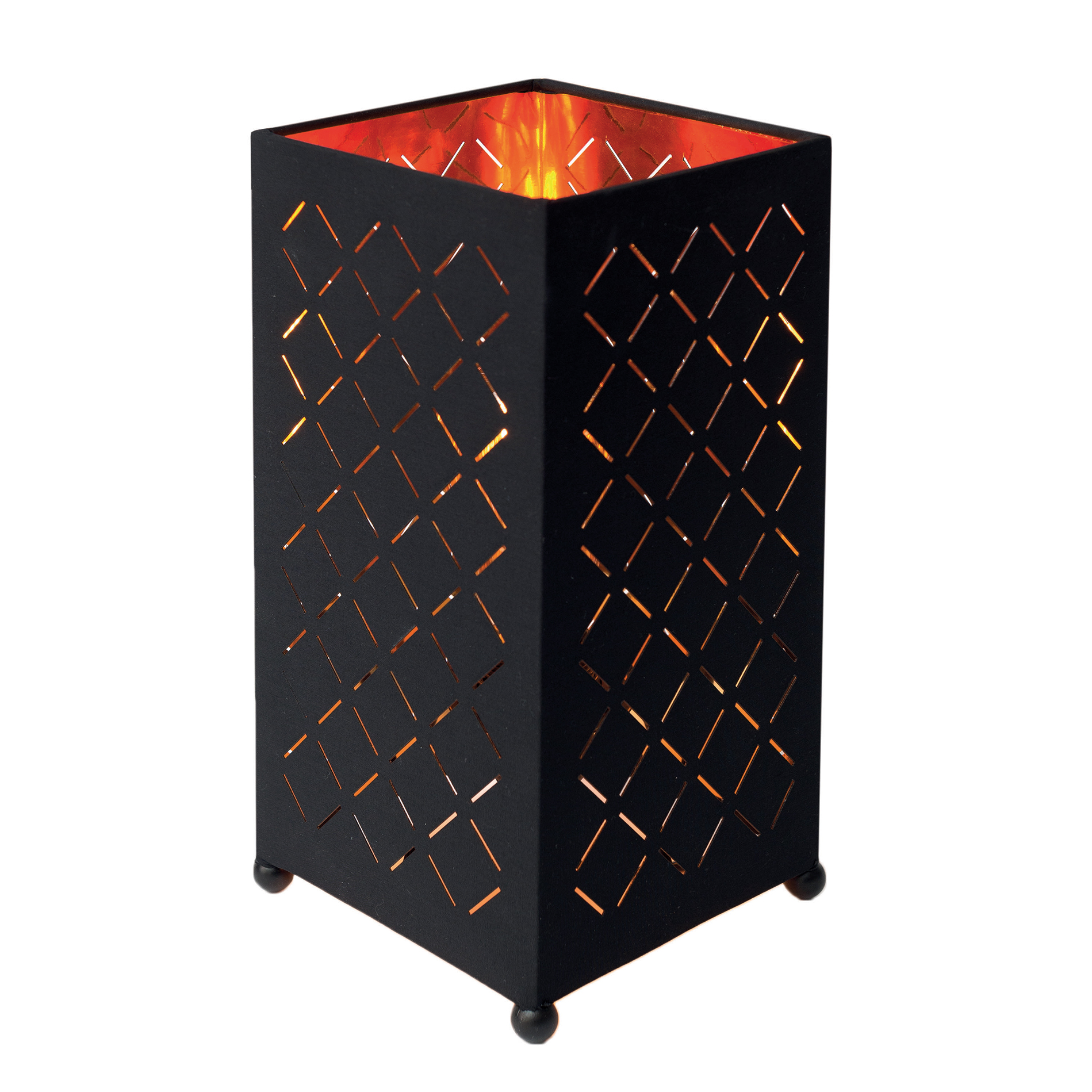 LED-Tischleuchte - schwarz-gold - mit Flammeneffekt