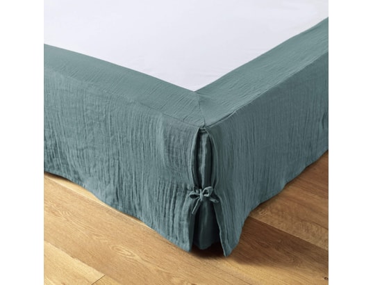 TERRE DE NUIT - Cache sommier double gaze de coton bleu canard 180 x 200