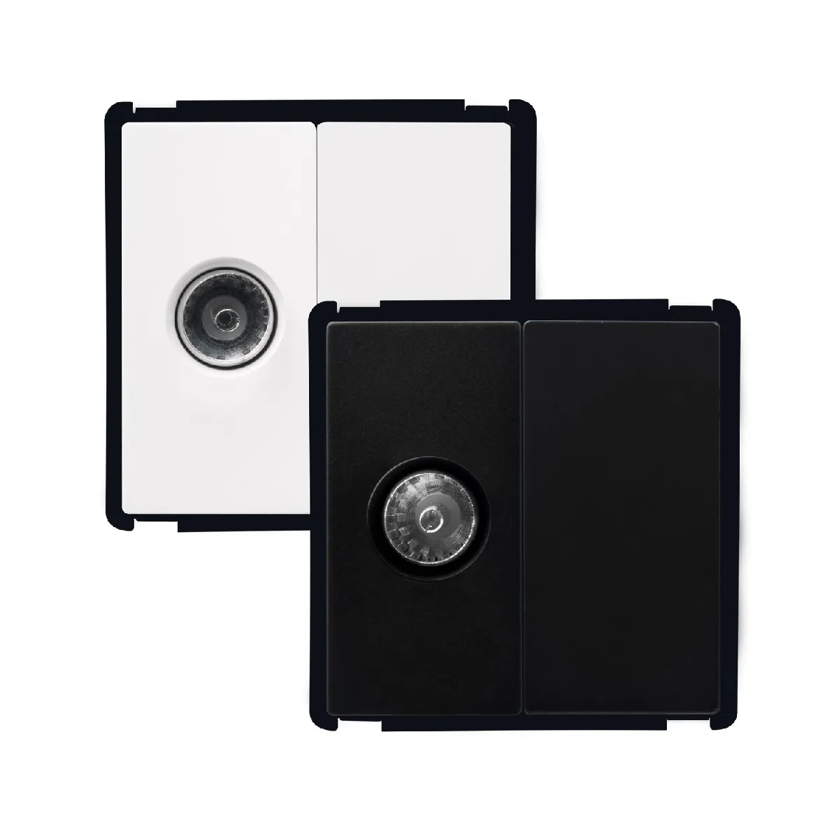 Ledkia Prise TV + Obturateur Modern Blanc
