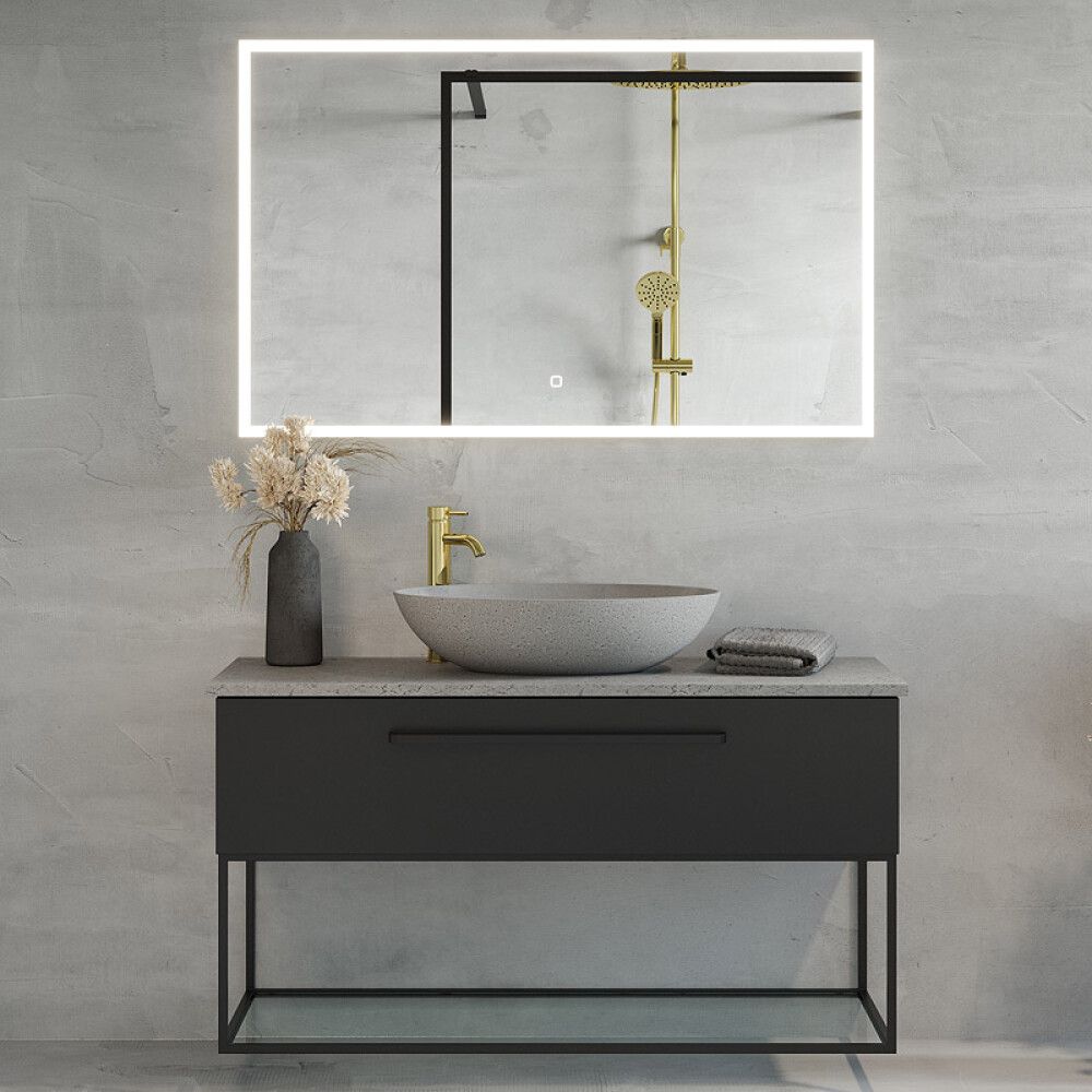 BADEROMSMØBEL CAMARGUE IQ+ SVART MATT/BETONG 120CM