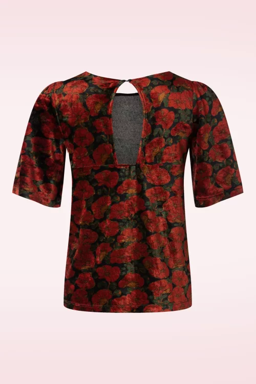 King Louie Lizzy Bloom fluwelen top in zwart